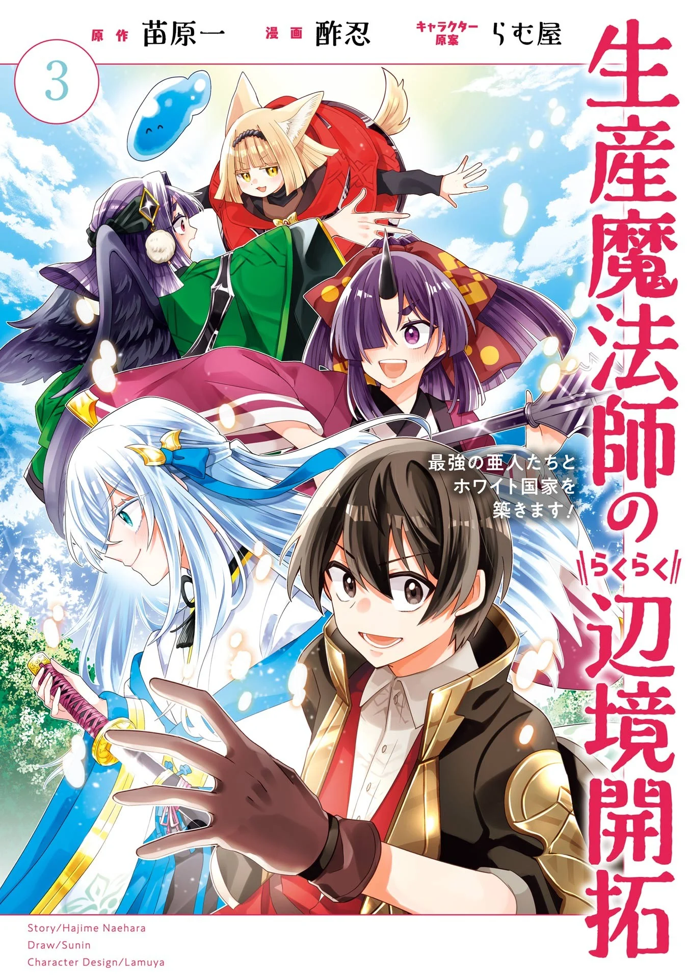 Seisan Mahoushi no Rakuraku Henkyou Kaitaku: Saikyou no Ajin-tachi to White Kokka wo Kizukimasu!
